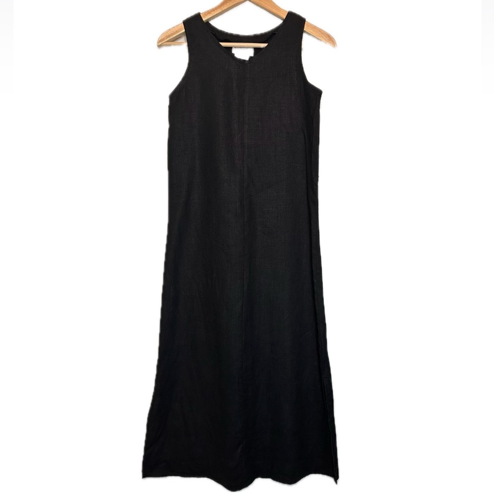 Vtg 90’s STUDIO EASE Petite Phoebe B Core black Classic Maxi Linen Boho dress-6